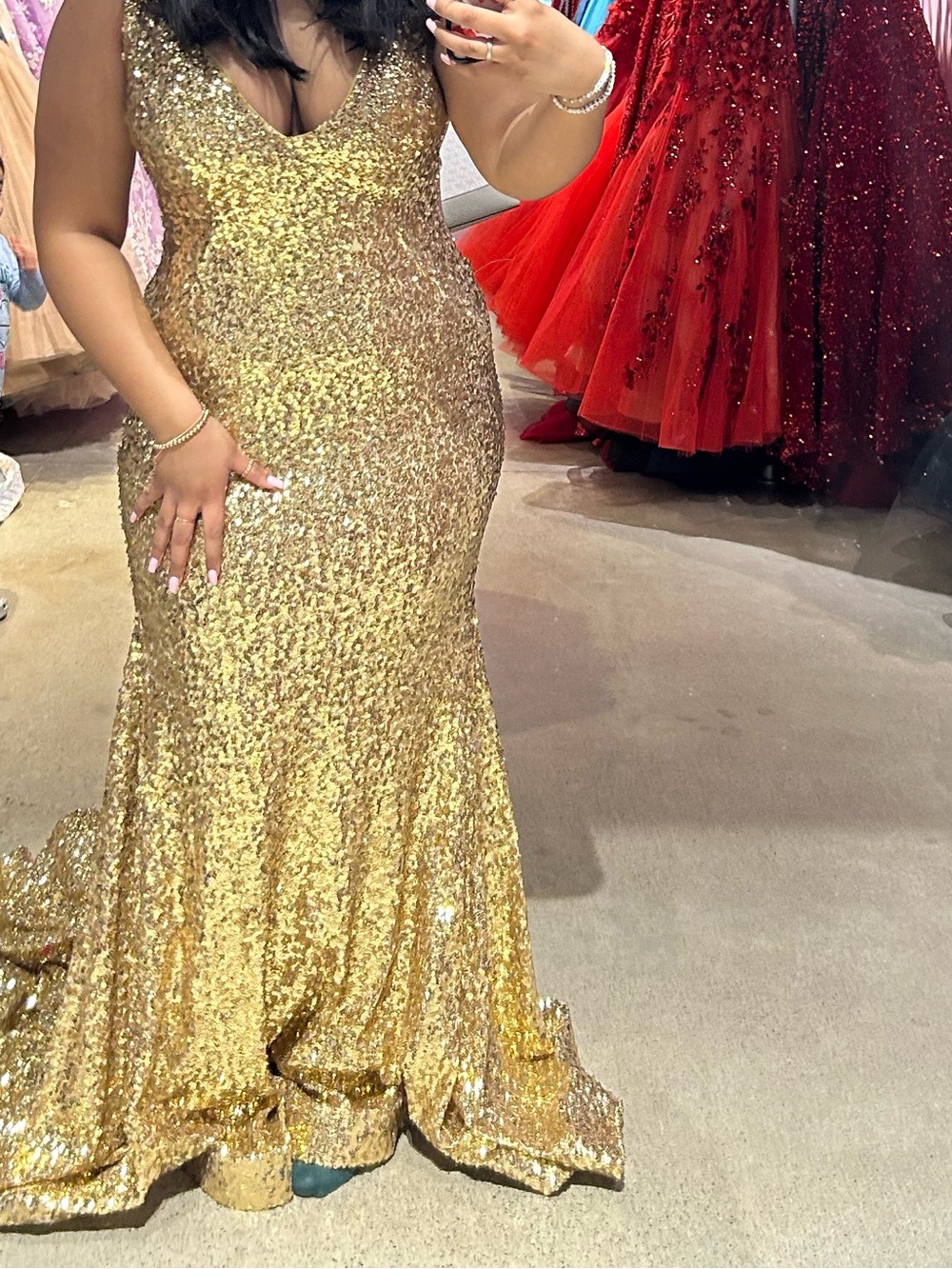 Jovani Gold Sequin Mermaid Gown - Picture 3 of 3